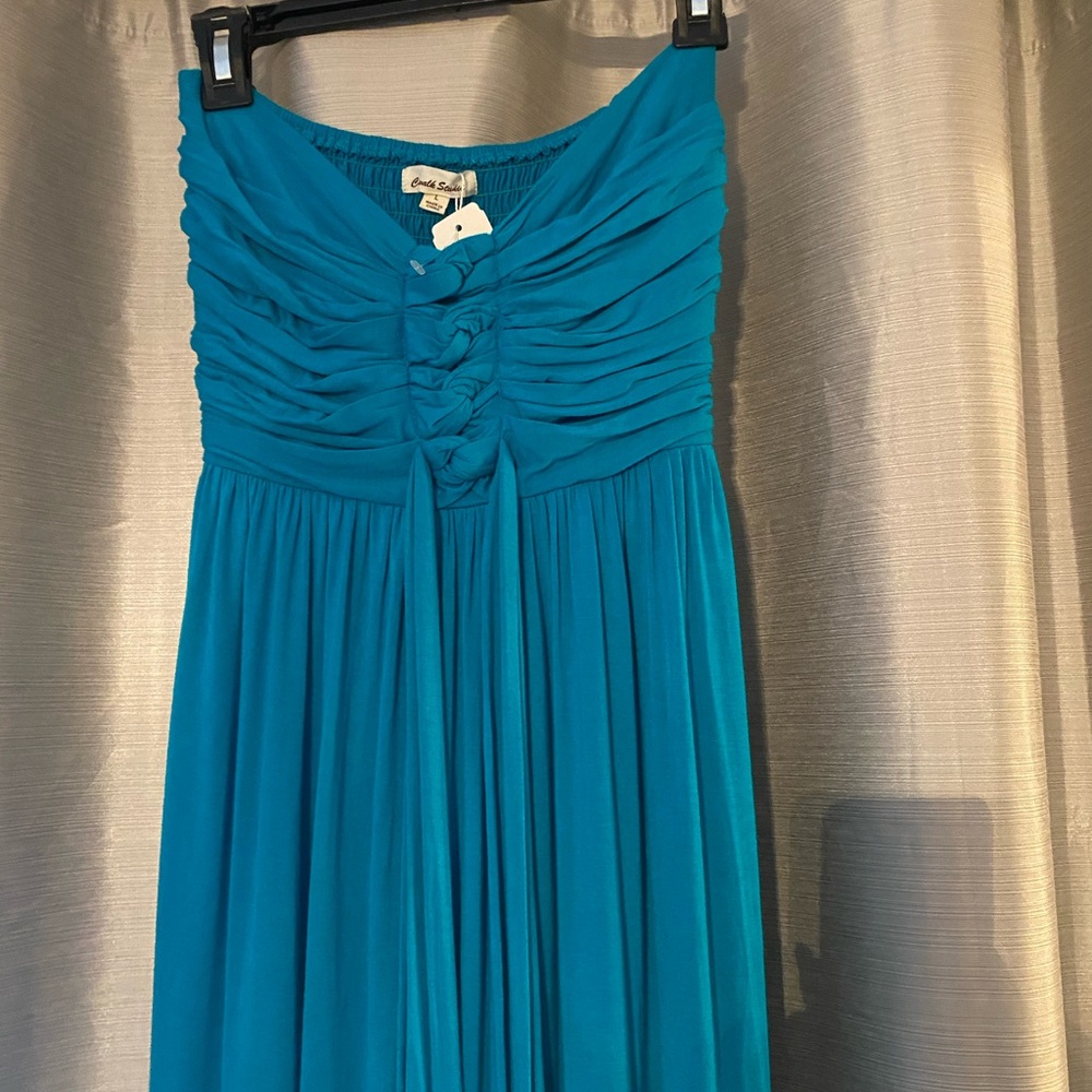 NWT Blue Ruched Sweetheart cotton Dress